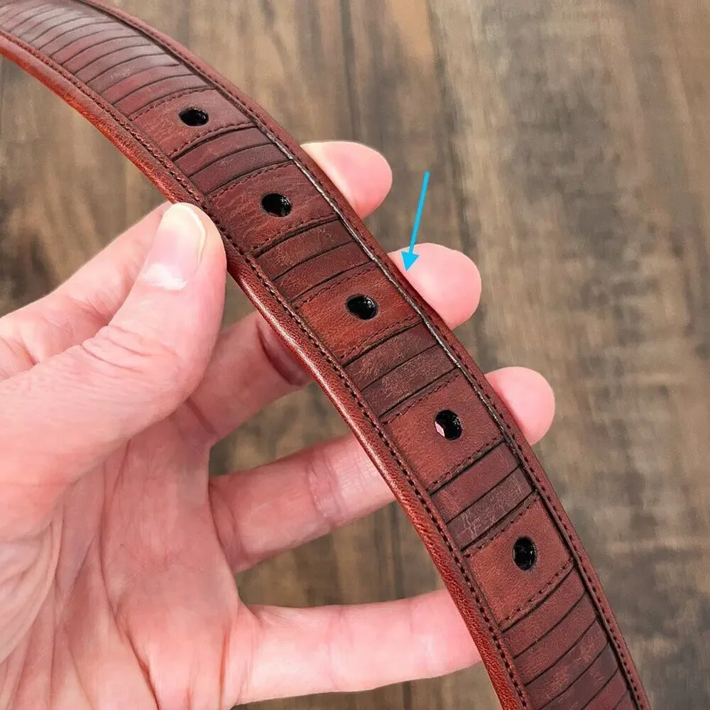 Mezlan Leather Belt Western Classic Paneled Made in Spain Mens Size 40 Brown Red